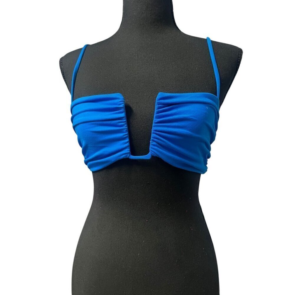 Susana Monaco Womens SMALL Blue Ruched Bandeau Bikini Top, REVOLVE RESORT WEAR